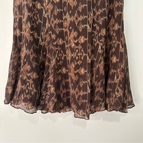 Lauren Ralph Lauren Skirt Brown Aztec Southwest Silk Cotton A-Line Midi Sz 10 - Picture 3 of 9
